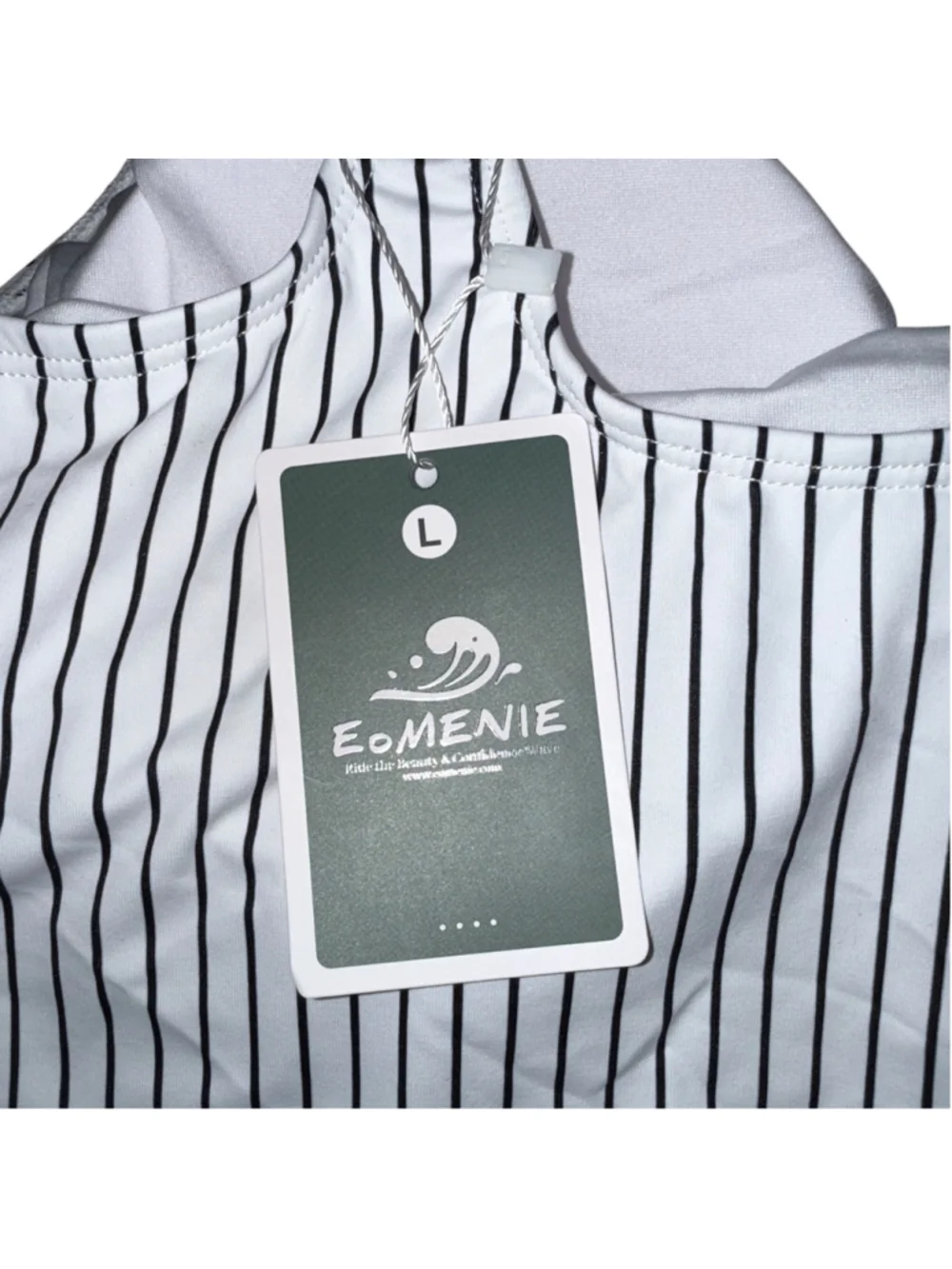 Women's EOMENIE Striped Tankini Swimsuit Set Size L White and Blue